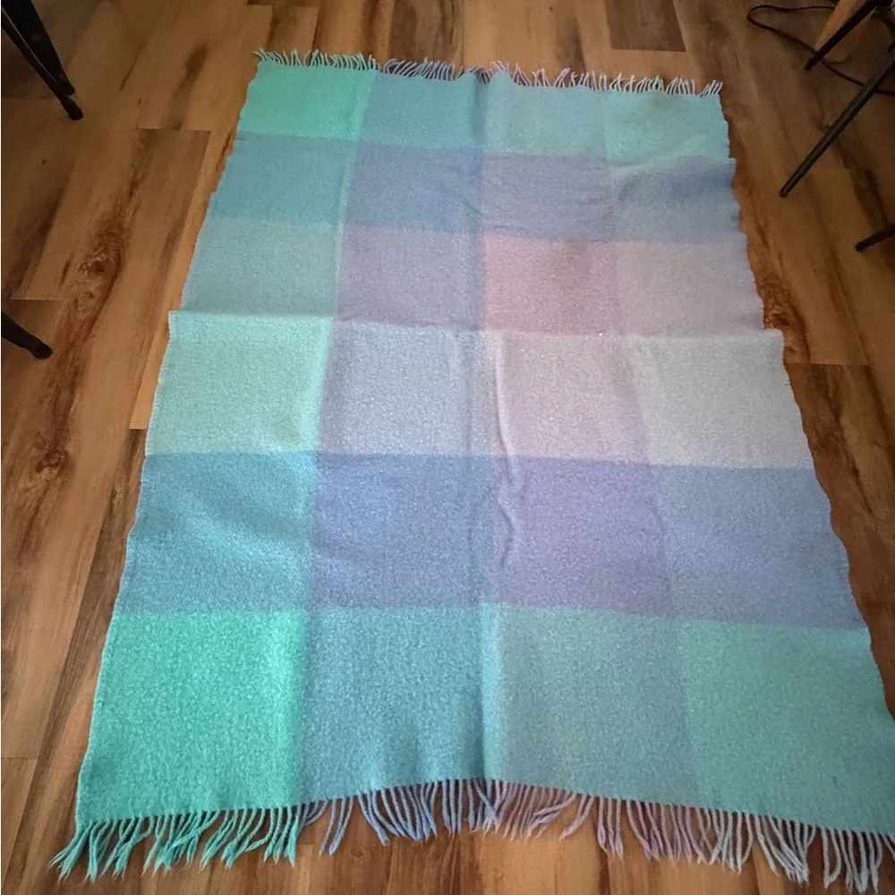 IKEA Pastel Checkered Throw Blanket - Blue & Mint